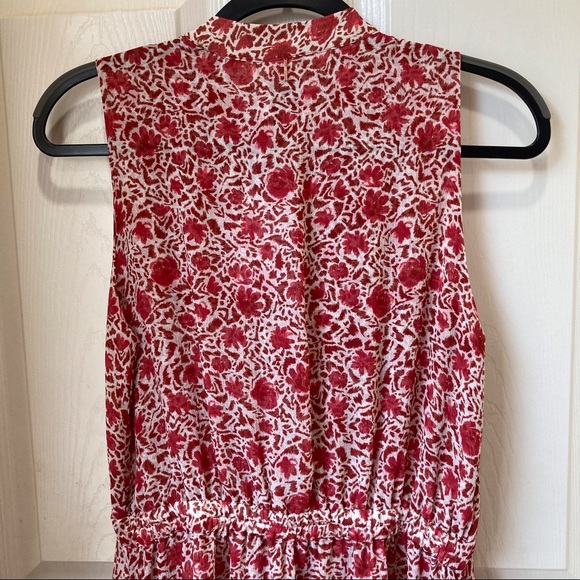 MISA Red Rust Floral Eba Sleeveless Ruffle Mini Dress Size Small - Picture 8 of 11
